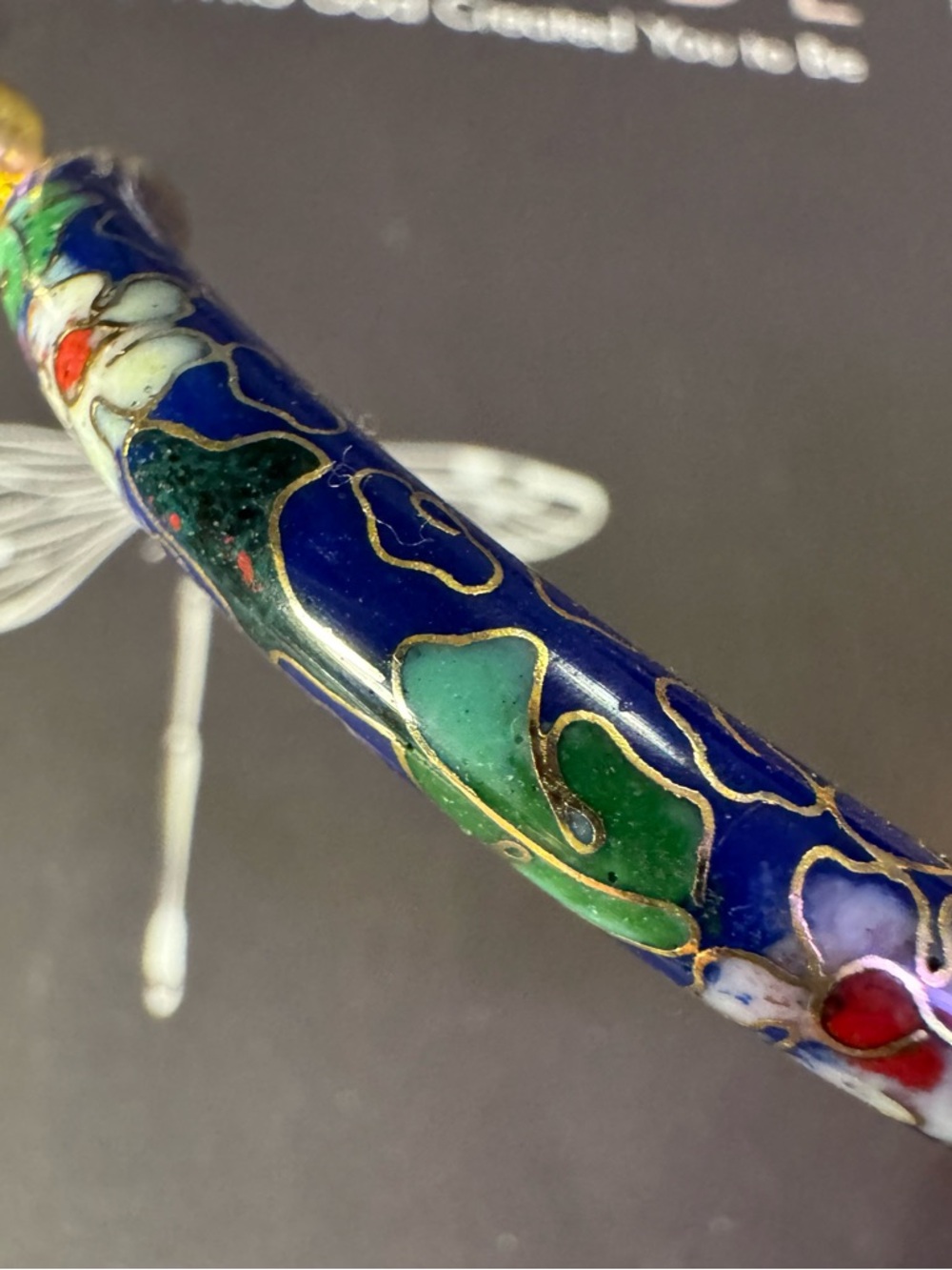 Cobolt blue very vintage Floral Cloisonné Bangle! Pull clasp to open! - Picture 6 of 12